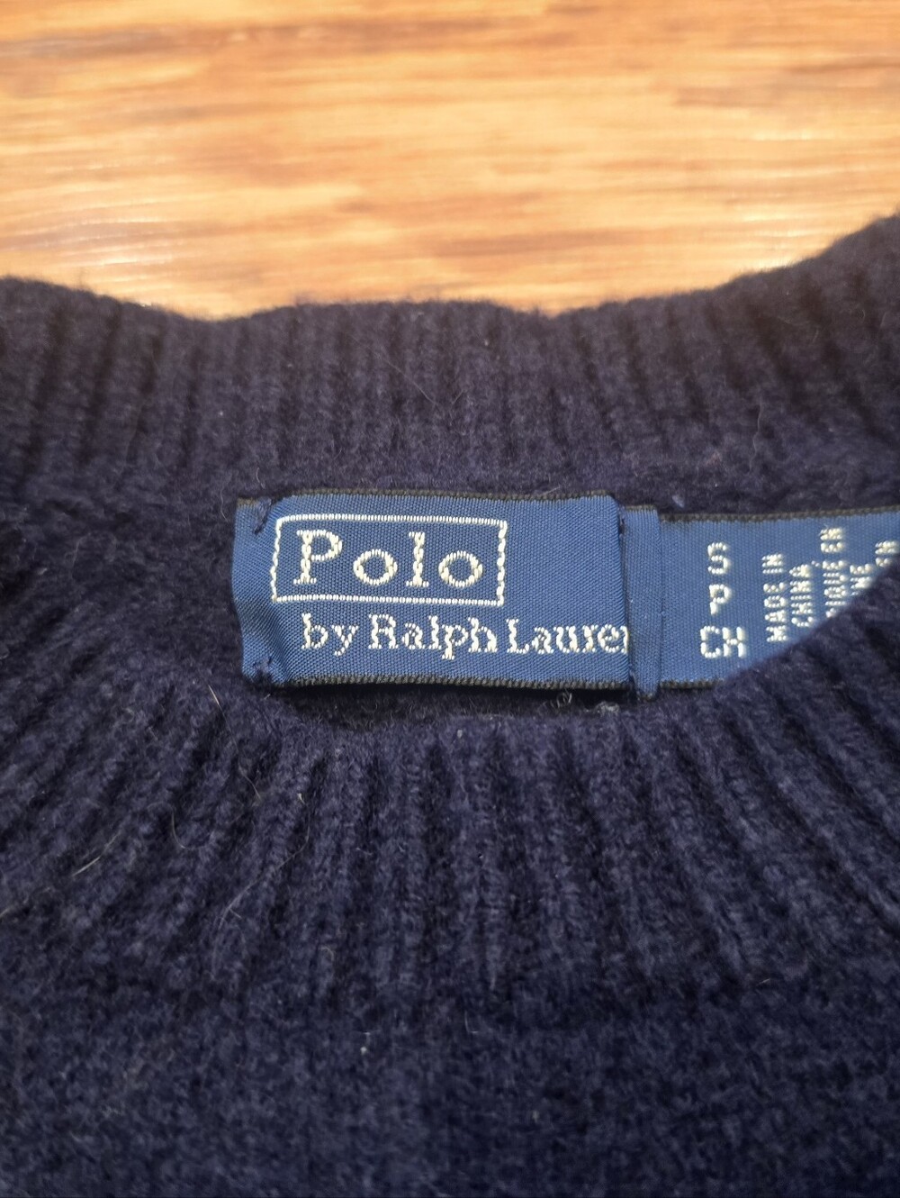 🐻 Polo by Ralph Lauren Navy Wool Cashmere Crewneck Sweater with Bear Intarsia S - Picture 15 of 16
